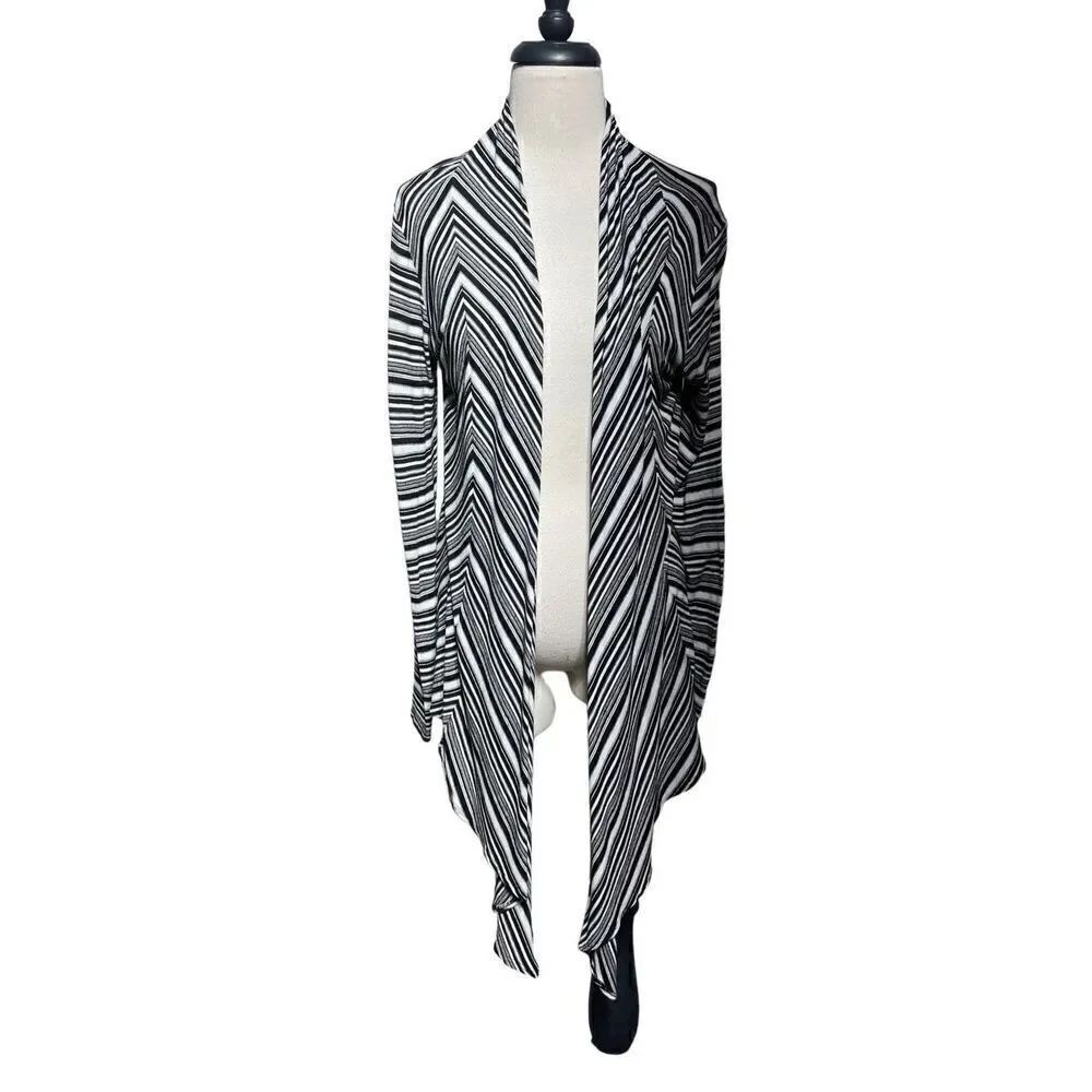 White House Black Market Long Sleeve Striped Knit Tunic Shrug Size Small